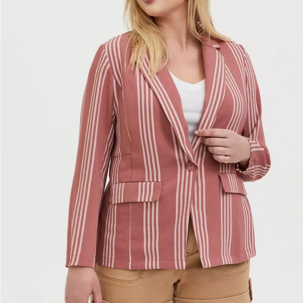 Striped Mauve Tailored Blazer - Women Jackets & Coats